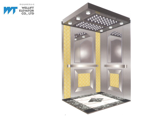 Golden Mirror Elevator Cabin Decoration Landing Door Height 2100 / 2200MM Untuk Lift Komersial