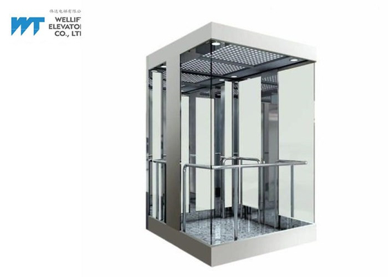 Lift Kaca Eksternal Kebisingan Rendah Menghemat 50% Ruang Bangunan Dengan Ruang Mesin Kecil