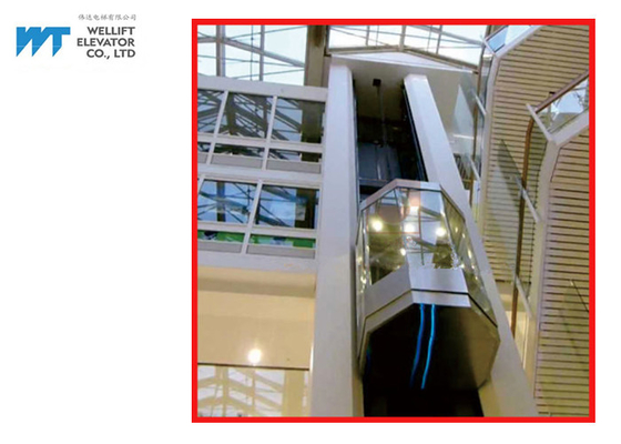 Lift Pusat Perbelanjaan Kaca Panoramik Dengan Kabin Kaca Keamanan Laminated